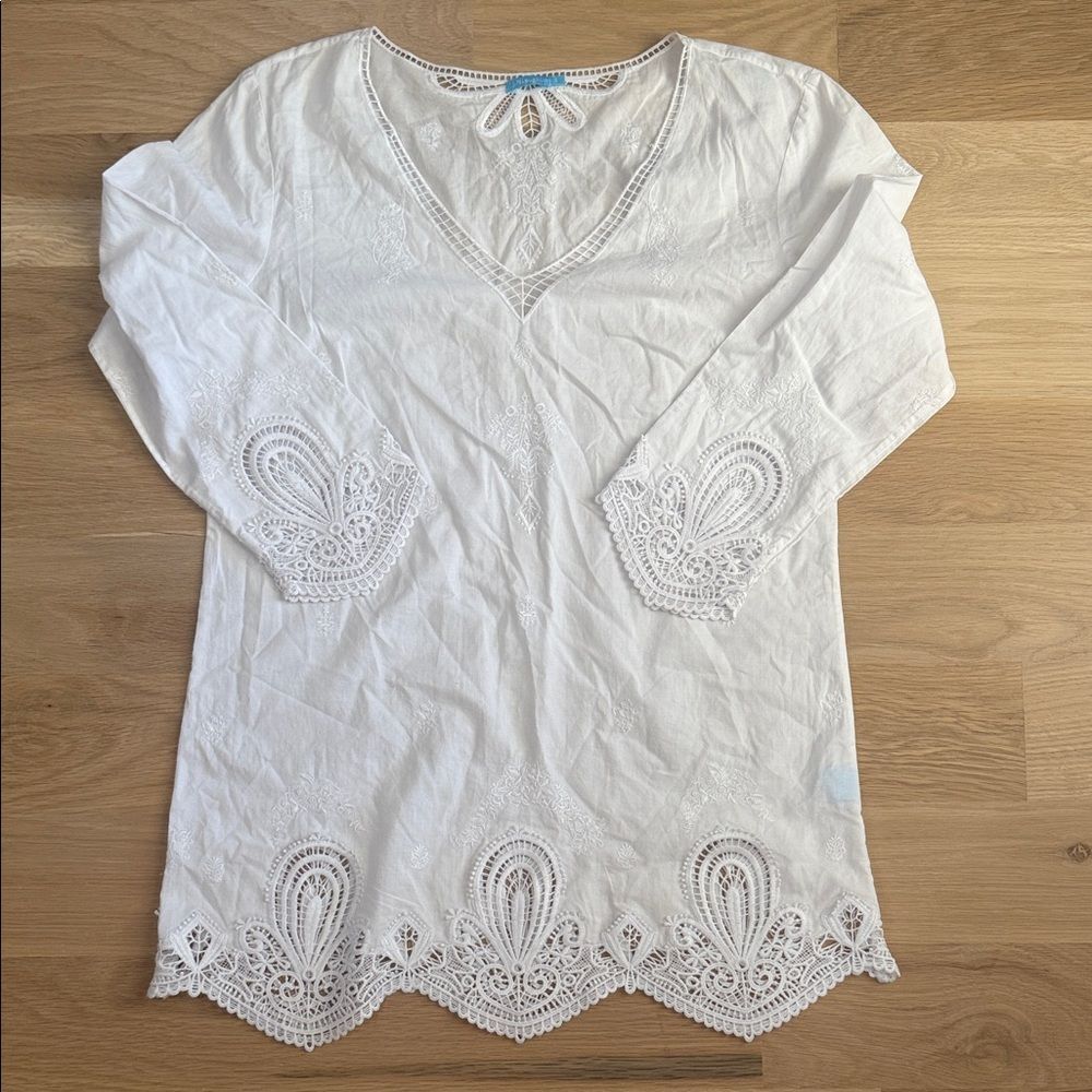 J.McLaughlin White Eyelet Cotton Tunic – Size Small